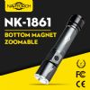 zoomable bottom magnet rechargeable led flashlight/led torch (nk